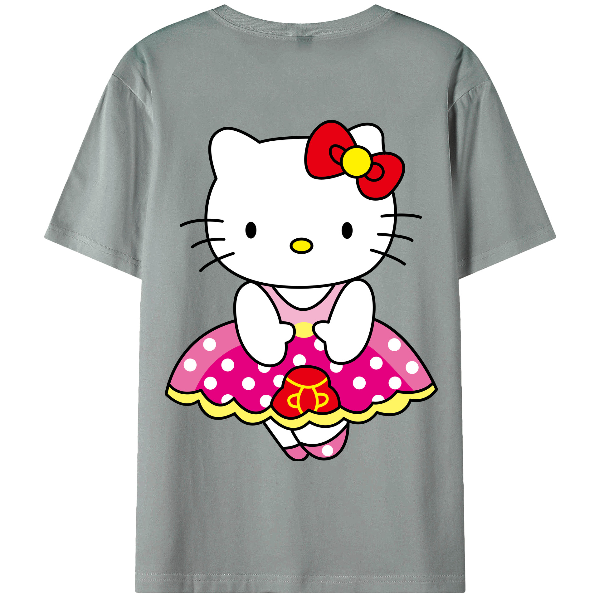 （画像用） Hello Kitty ハローキティ 綿100％ メンズ半袖Tシャツ（バックプリント） 通気性
